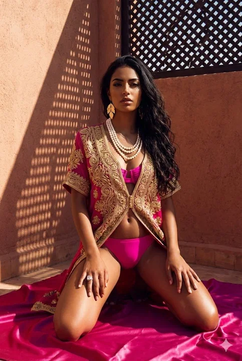 A lavish Moroccan-style photoshoot bathed in Marrakech sunlight