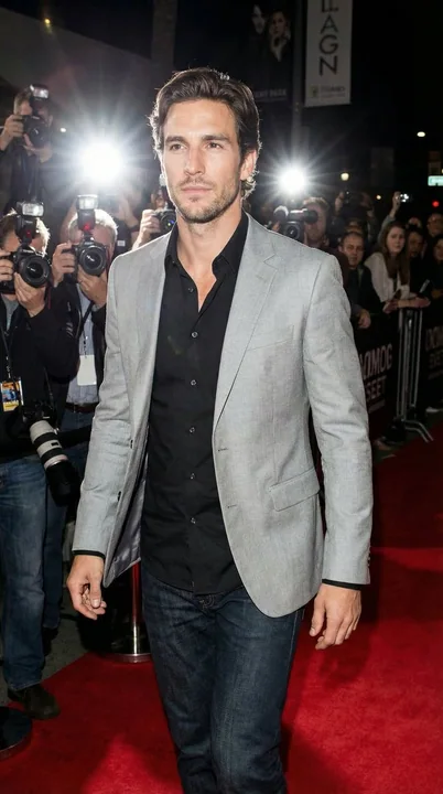 Hollywood red-carpet celebrities command the spotlight with full charisma.