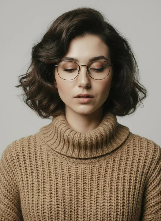 Nordic minimalist autumn quiet luxury fashion portrait