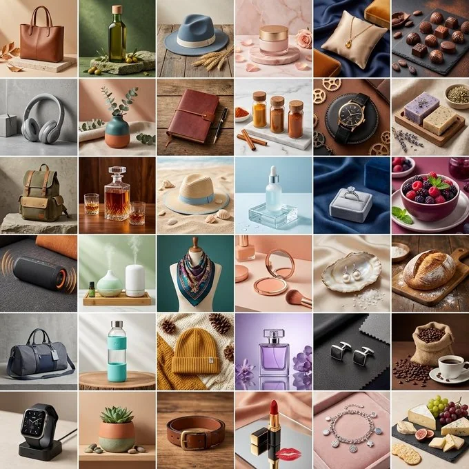 Product images in 6X6 style and varying quality