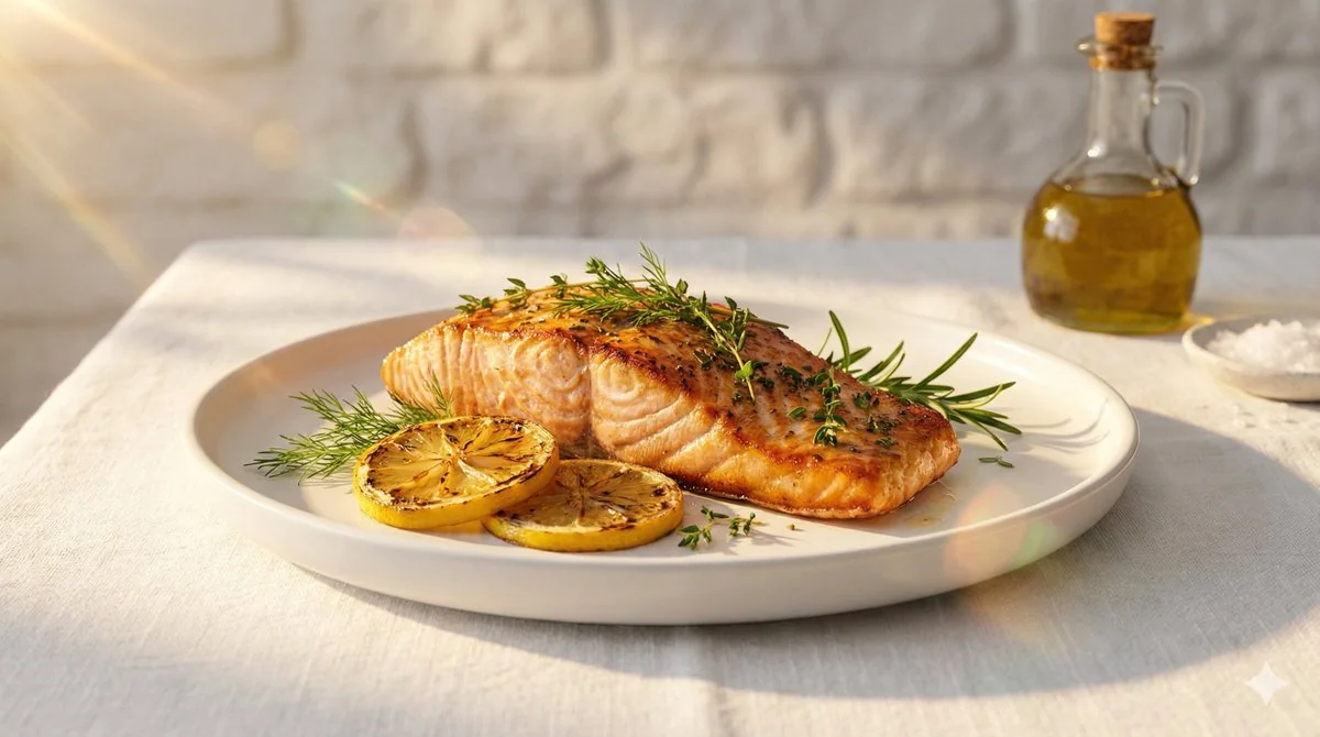 Luxury gourmet food commercial photography under golden sunlight
