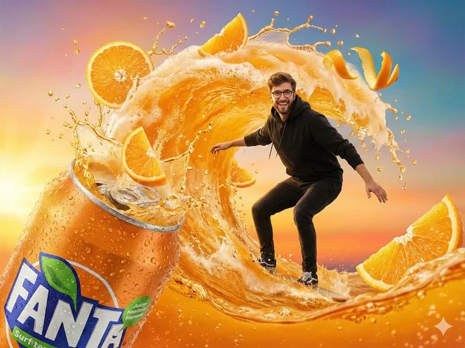 Surfer sur du jus d'orange