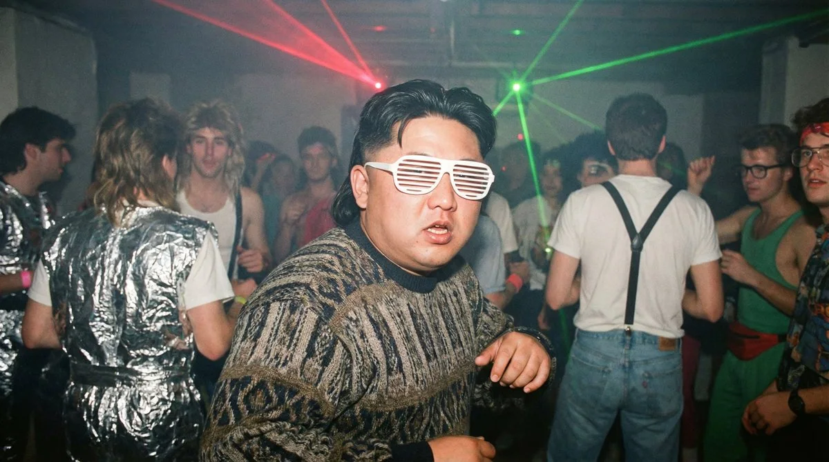 1980年代地下极客派对复古胶片闪光照