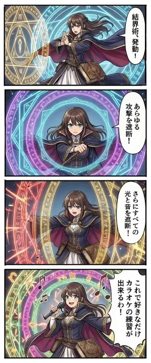 浮空的魔法穹顶结界与分层属性色彩
