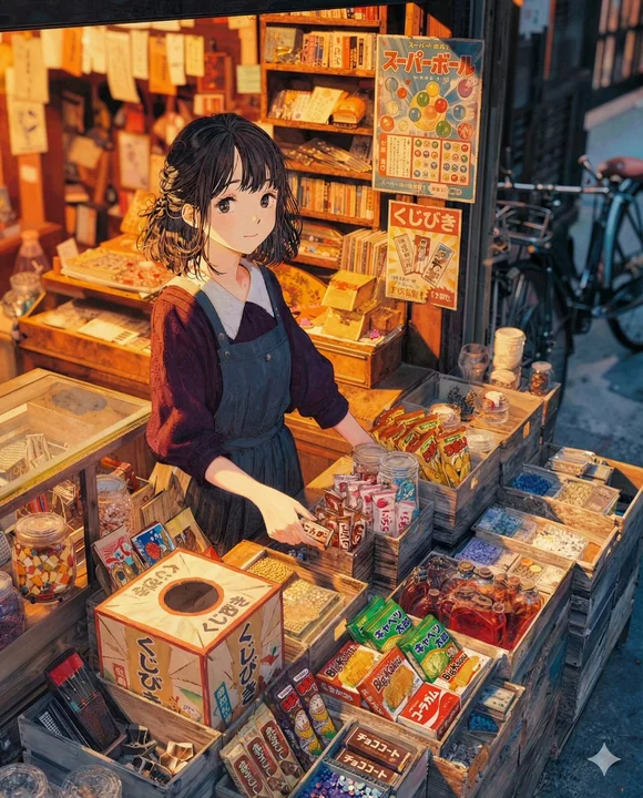 借口买便宜糖果，只为了见她一面的瞬间