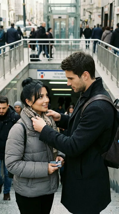 لحظات فيلم وثائقي دافئة بين عشيقين على شارع بارد