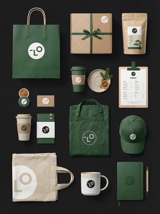 Forest-inspired minimalist style brand full-category visual design mockup