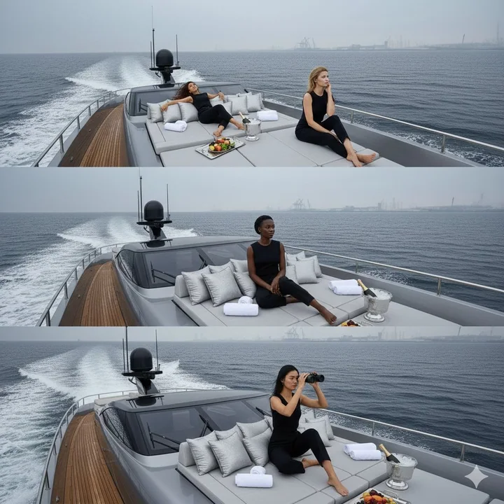 8K ultra-realistic Ana de Armas luxury yacht vacation style