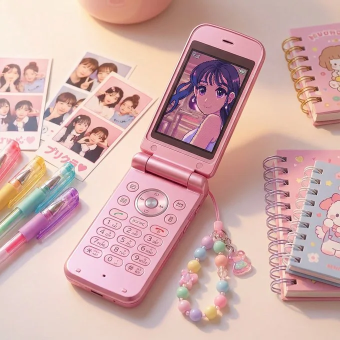 Affiché à l'écran des téléphones portables au Japon vers le début des années 2000