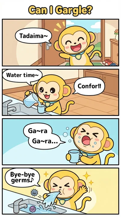 清新美少女晨间漱口的活力瞬间