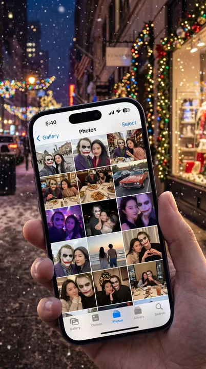 Grille de la bibliothèque de l'application Photos d'iOS sur Apple
